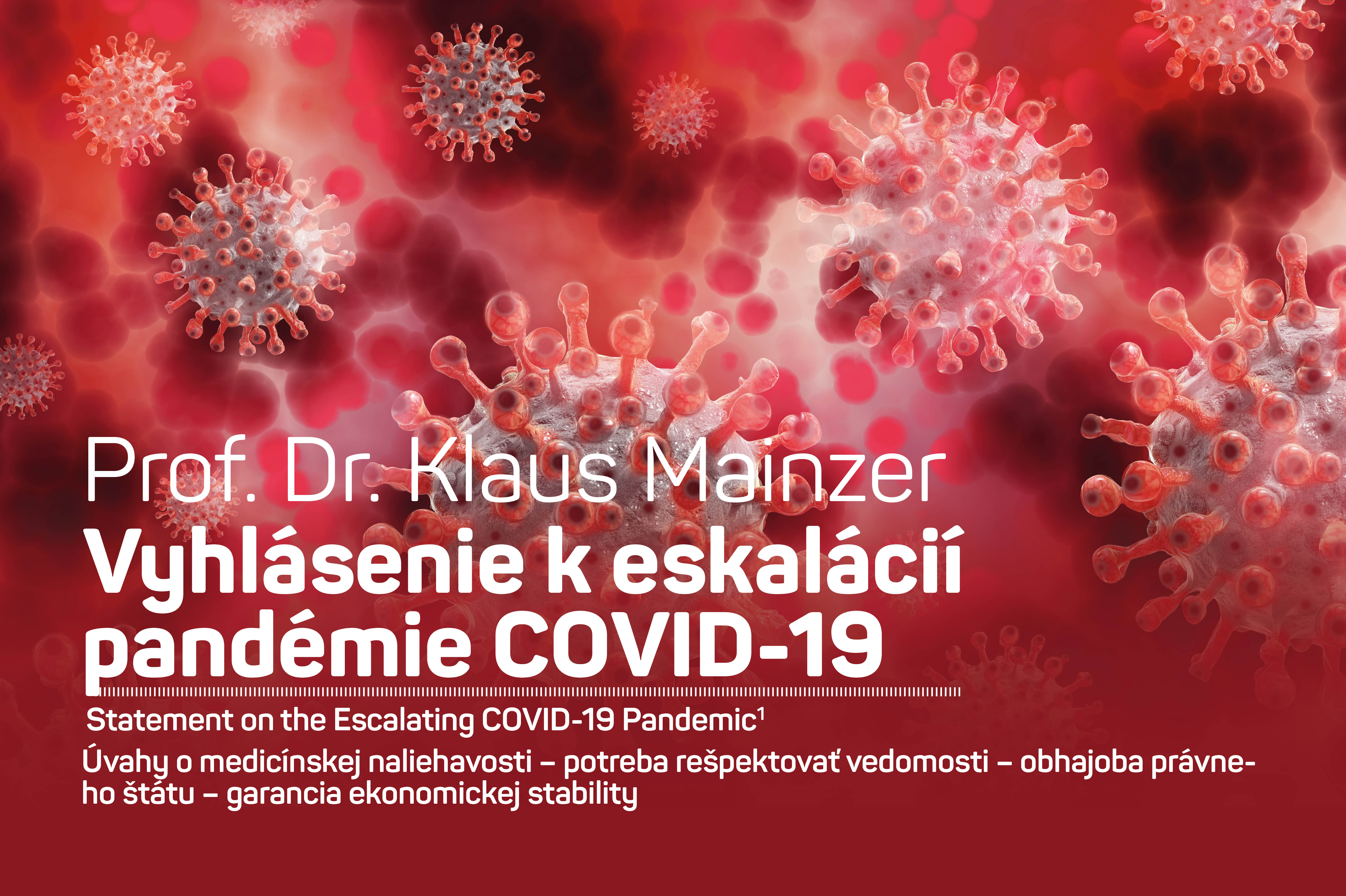 Klaus Mainzer: Vyhlásenie k eskalácií pandémie COVID-19